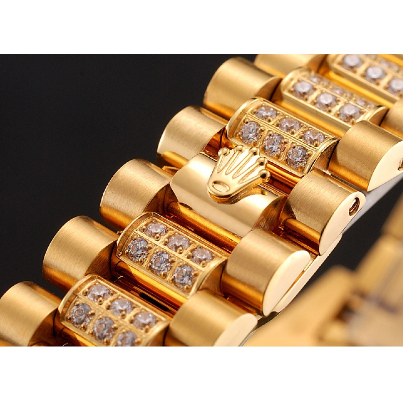 Aaa replica watch Dial Diamond Pave 1453958 Rolex Diamond Gold White Swiss Day-Date Bracelet 0527